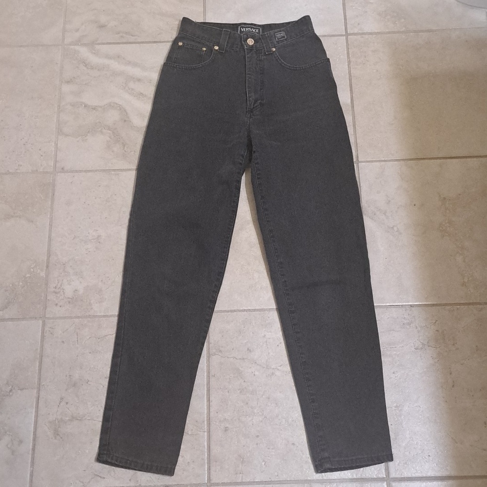 VERSACE Jeans Couture sz27 distressed charcoal boyfriend jeans, $550.00